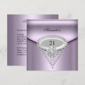 21e verjaardag Silver White Lila Jewel Afbeelding Kaart (Voorkant / Achterkant)