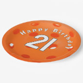 21e verjaardag Sinaasappel pickleball Papieren Bordje (Gekanteld)