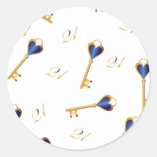 21e Verjaardag sleutels Ronde Sticker (Voorkant)