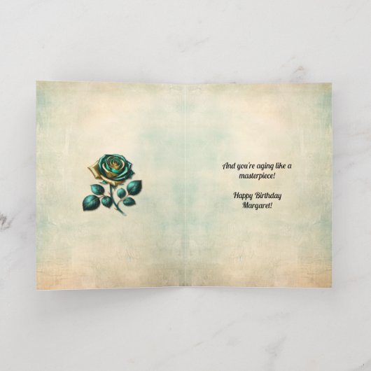 21e verjaardag  smaragdgroen Roos Folie Wenskaart (Binnenlaag)