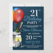 21e verjaardag Sparkling Wine Party Kaart (Voorkant)