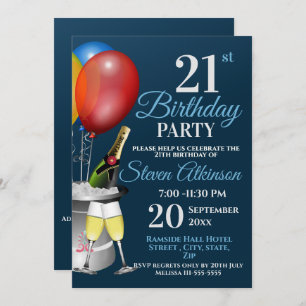 21e verjaardag Sparkling Wine Party Kaart