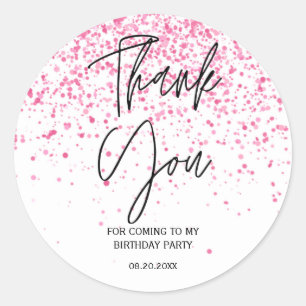 21e verjaardag sprankelende hete roze glitter dank ronde sticker