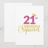 21e verjaardag Squad Party Kroon Roze Goud Kaart (Voorkant / Achterkant)