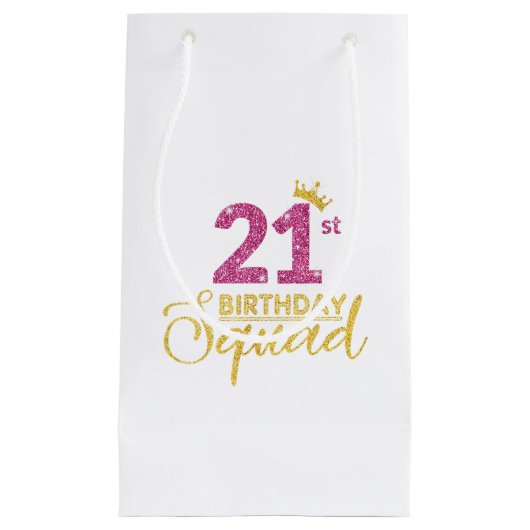 21e verjaardag Squad Party Kroon Roze Goud Klein Cadeauzakje (Voorkant)