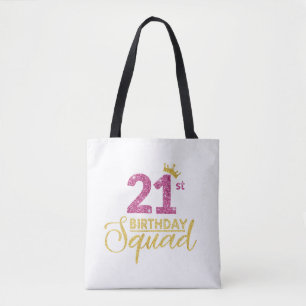 21e verjaardag Squad Party Kroon Roze Goud Tote Bag