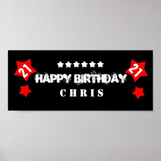 21e verjaardag Star Banner Aangepaste naam V21S ST Poster (Voorkant)