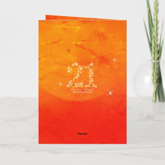 21e verjaardag - Star Number Red Oranje Glow Age 2 Kaart (Achterkant)