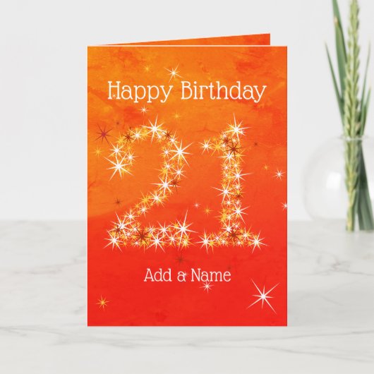 21e verjaardag - Star Number Red Oranje Glow Age 2 Kaart (Voorkant)