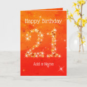 21e verjaardag - Star Number Red Oranje Glow Age 2 Kaart (Gele Bloem)
