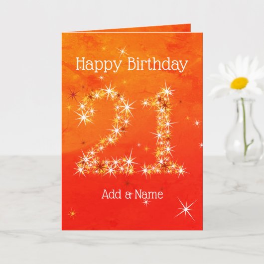 21e verjaardag - Star Number Red Oranje Glow Age 2 Kaart (Kleine Plant)