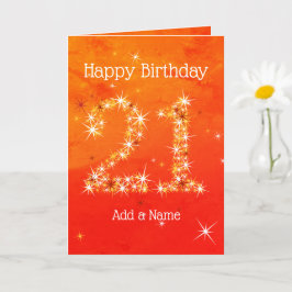 21e verjaardag - Star Number Red Oranje Glow Age 2 Kaart