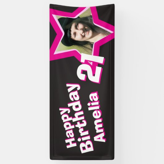 21e verjaardag ster aangepaste foto banner (Verticaal)