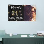 21e verjaardag sterren Foto Gold Party banner (Beurs)