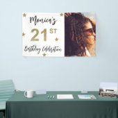 21e verjaardag sterren Foto Gold Party banner (Beurs)