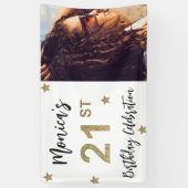 21e verjaardag sterren Foto Gold Party banner (Verticaal)