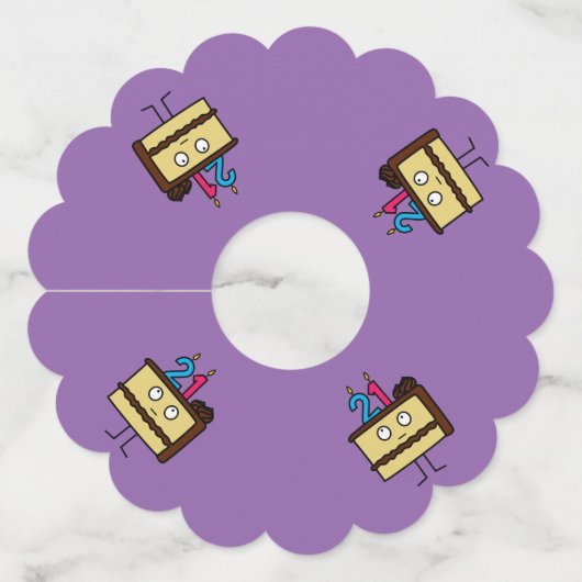 21e verjaardag taart met kaarsen chocolade ijsjes wijnglaslabel (Achterkant)