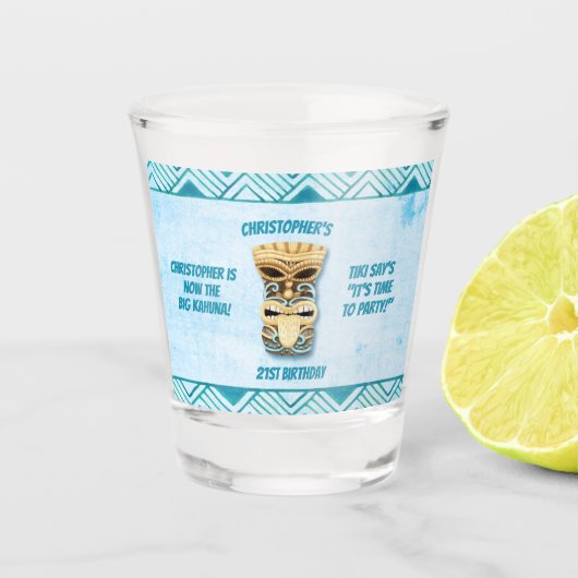 21e verjaardag Tiki Big Kahuna Hawaiian Shot Glas (Voorkant)