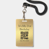 21e verjaardag, trakteer me op een shot, qr code, badge (Voorzijde met lanyard)