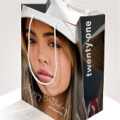 21e verjaardag Trendy gepersonaliseerde foto Medium Cadeauzakje