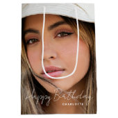 21e verjaardag Trendy gepersonaliseerde foto Medium Cadeauzakje (Achterkant)