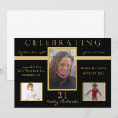 21e verjaardag Tri Foto-uitnodigingen van de parti Kaart (Voorkant / Achterkant)