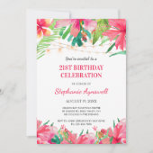 21e verjaardag Tropische String Lights Hawaïaans Kaart (Voorkant)