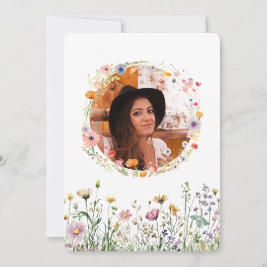 21e Verjaardag Tuin Bloemen Wild Meadow Foto Kaart (Achterkant)