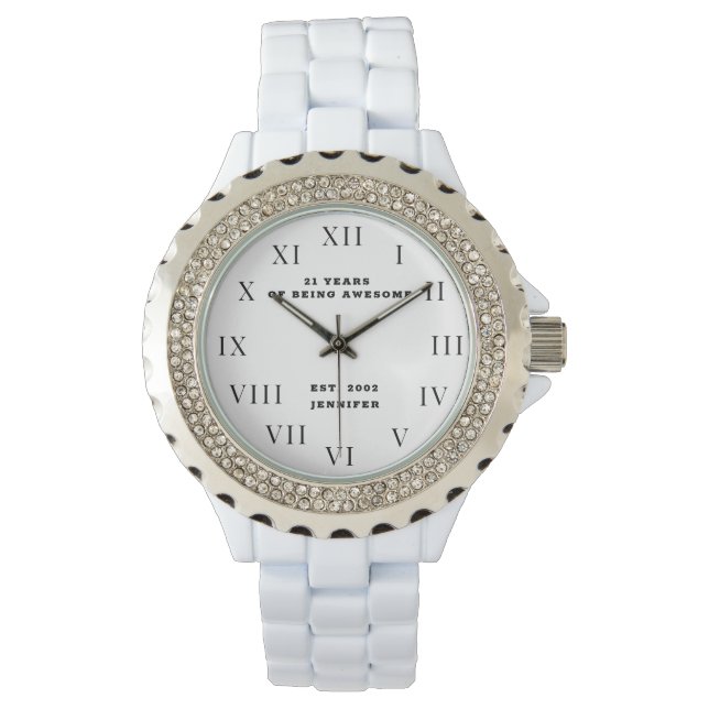 21e Verjaardag Twenty One Grappig Zilver Horloge (Voorkant)