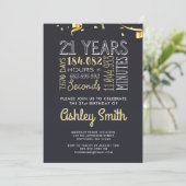 21e verjaardag uitnodiging - 21 jaar uur seconden (Staand voorkant)