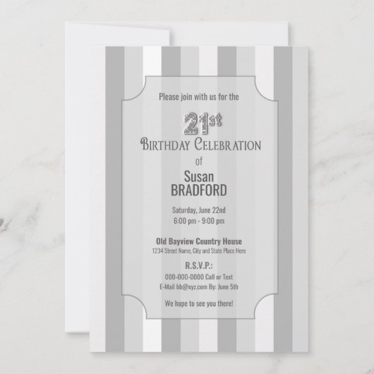 21e verjaardag uitnodiging, 3-tier Cake Kaart (Achterkant)