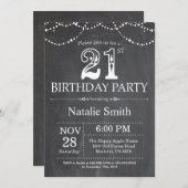 21e verjaardag Uitnodiging Chalkboard String Light (Voorkant / Achterkant)