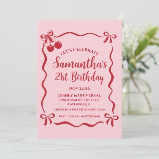 21e verjaardag Uitnodiging en route (Staand voorkant)