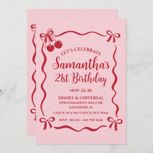 21e verjaardag Uitnodiging en route (Voorkant / Achterkant)