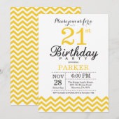 21e verjaardag uitnodiging gele Chevron (Voorkant / Achterkant)