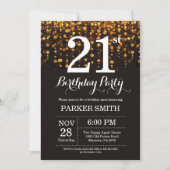 21e verjaardag uitnodiging Gold Glitter (Voorkant)