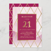 21e verjaardag uitnodiging - goud, elegant, trendy (Voorkant / Achterkant)