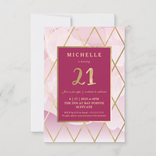 21e verjaardag uitnodiging - goud, elegant, trendy (Voorkant)