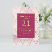 21e verjaardag uitnodiging - goud, elegant, trendy (Staand voorkant)