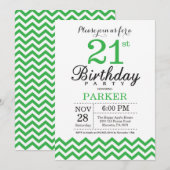 21e verjaardag uitnodiging Green Chevron (Voorkant / Achterkant)