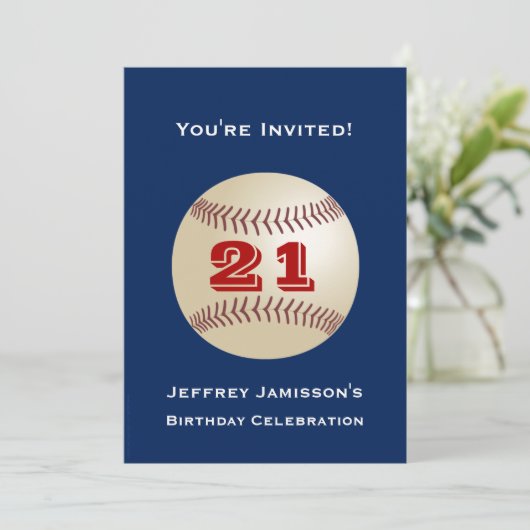 21e verjaardag Uitnodiging honkbal (Staand voorkant)