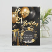21e verjaardag Uitnodiging Kaart Sjabloon (Staand voorkant)