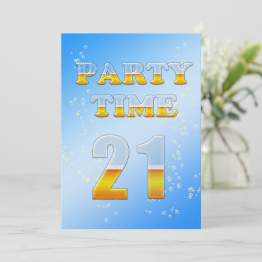 21e verjaardag uitnodiging met bier (Staand voorkant)