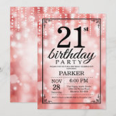 21e verjaardag uitnodiging Red Glitter (Voorkant / Achterkant)