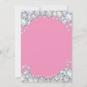 21e verjaardag uitnodiging roze en zilveren diaman (Achterkant)