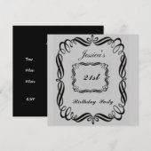 21e verjaardag Uitnodiging Silver Black (Voorkant / Achterkant)