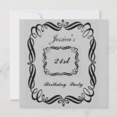 21e verjaardag Uitnodiging Silver Black (Voorkant)