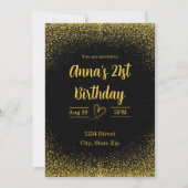 21e verjaardag uitnodiging – Twenty One in Gold (Voorkant)