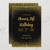 21e verjaardag uitnodiging – Twenty One in Gold (Voorkant / Achterkant)
