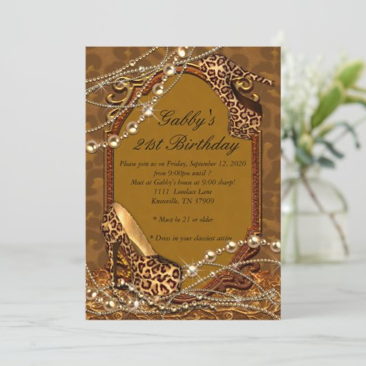 21e verjaardag Uitnodiging, uitnodiging voor drukw (Staand voorkant)